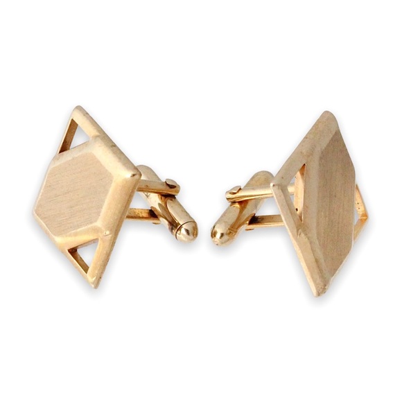 Vintage Swank Gold Plated Square Cufflinks Large Geometric Men’s Cuff Links - Picture 3 of 5